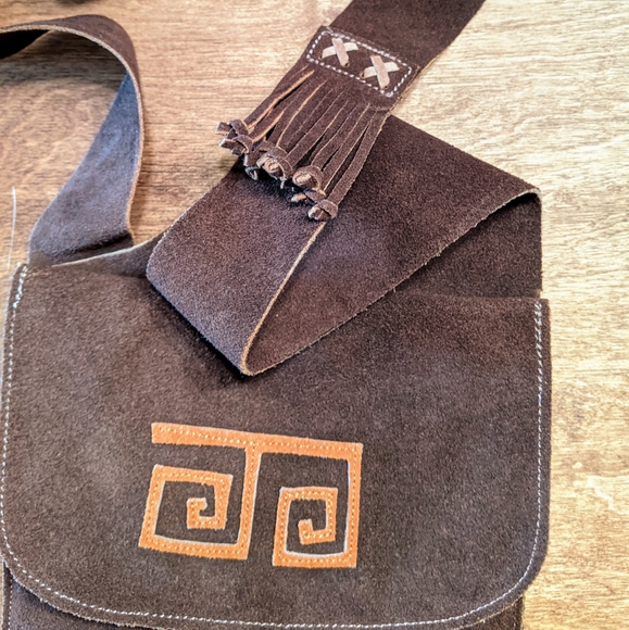 Mexico Aztec Design Suede Purse Crossbody - Picture 12 of 12